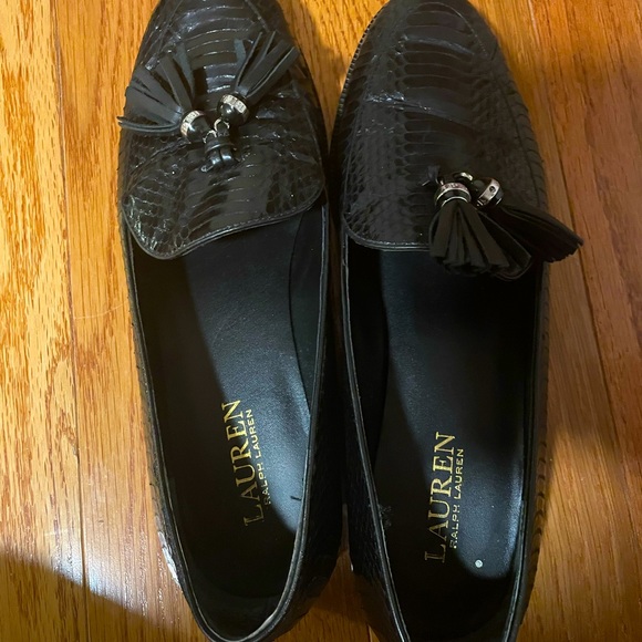 Lauren by Ralph Lauren crocodile pattern LEATHER loafers - Picture 3 of 7